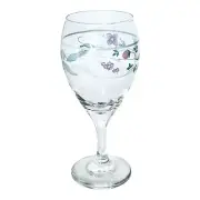 Libbey Pfaltzgraff APRIL Pastel Flowers Aqua Band Teardrop 12 OZ Glass Goblet