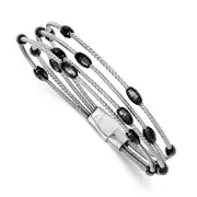 7.5 Inch Sterling Silver Ruthenium-Plated Bead Slide Clasp Bracelet
