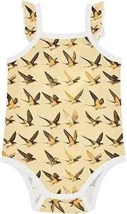 [FRODOTGV] Yellow Flying Birds Girl Baby Cotton Bodysuits Soft Comfort Baby Inner Clothes for Infant Toddler 3M, Yellow Flying Birds