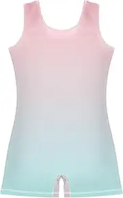 [GAIGEO] Toddler Gymnastics Leotards for Girl Blush Pink Pale Turquoise Gradient Unitards Purple Leotards with Shorts 2t