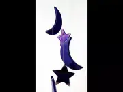 Moon And Star Shaped Purple Colored Agate Slab Wind Chime with Bamboo style hang