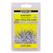 Otter 3.2 x 3.2mm Open Aluminium Blind Rivets - 100 Pack, General Purpose