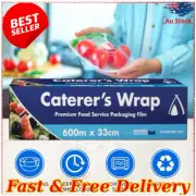 Caters Wrap Plastic Wrap 600m x 33cm Clear Cling Wrap for Food Seal Baked Goods
