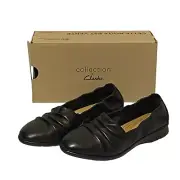 Clarks Jenette Ruby Ballet Flats Womens Size 6 M Black Leather Slip On Shoes