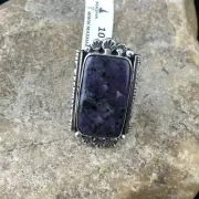 Womens Native American Navajo Sterling Silver Purple Stone Ring Sz 8 10101
