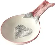 Ceramic Spoon Rest for Stove Top,Cooking Large Spoon Holder for Kitchen Counter/Stove Top/Dining Table, Modern Farmhouse Decor,Pink White