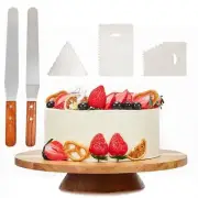 12 Inch Wooden Revolving Cake Stand Rotating Cake Turntable for Cake Decorating