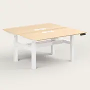 Recess Dual Sit-Stand Desk | Office Desk | Office Workstation | Standing Desk, No Screen / Maple / White