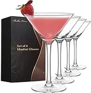 Set of 6 Martini Glasses, Cosmopolitan Glasses Margarita Glasses, Whiskey, Gin, Tequila, Tall Cocktail Glasses Bar Drinking Glasses Goblet Gift Set