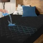 Waterproof Mattress Pad Protector Quilted Matress Cover Noiseless Fitted Black
