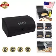 Retro Vintage Black Bread Box - Enamel Kitchen Storage for Farmhouse Charm