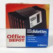 2HD IBM Formatted 3.5" Floppy Disks Diskettes Sealed 10 pcs PACK Office Depot