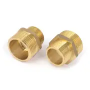 2 Pcs 1BSP to 3/4BSP Male Thread Brass Pipe Hex Nipple Fitting Quick Adapter