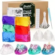 [Blingfun] Gel Wax Candle Making Kit with 7 Colors/700g Jelly Wax, Rabbit Mold, Wicks, Wick Stickers, Drill - DIY Scented Candle Fun Craft Supplies for Home Decor