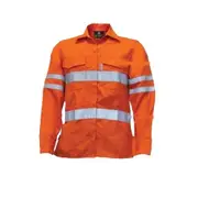 WS WORKWEAR Men's Hi-Vis Plain Inherent Button-Up Shirt With Reflective Tape