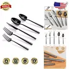 Dishwasher Safe 20-Piece Forged Silverware Set for 4 - Sleek Black Design