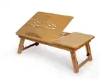 Serving Tray Bed Table with Handles&Folding Legs Foldable Portable Bamboo Lap...