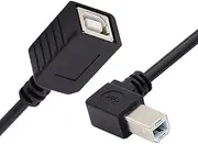 USB 2.0 B Type Male to Female Extension Cable Left Angled 90 Degree 20cm for Printer Scanner Disk