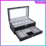 DOUBLE LAYER WATCH BOX 12 MENS WATCH ORGANIZER JEWELRY DISPL