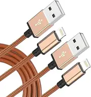 Borsvaen iPhone Charger 2Pack 2M, Lightning Cable Leather Sewing for iPhone/iPad/iPod, MFi Certified iPhone Charger Cord for iPhone 14-5s(Brown)