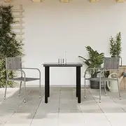 Patio Furniture Sets 3 Piece Garden Dining Set Grey and Black Poly Rattan and Steel