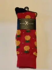 New Marc Ecko Men's Dress Casual Novelty Crew Socks Hawaiian Pineapple Red Black