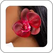 [Xduargs] Boho Exaggerate Blue Flower Stud Earrings Blue Phalaenopsis Flower Earrings Vintage Oversized Butterfly Orchid Earrings Bridal Floral Petal Flower Earrings Jewelry for Women