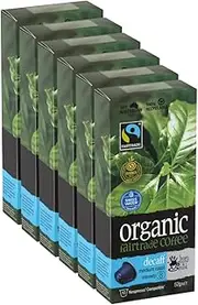 bean ground & drunk Carton Organic Fairtrade Decaffeinated Coffee 60 capsules