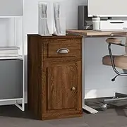 Brown Oak Side Cabinet, 40x50x75cm, Engineered Wood Storage with Drawer, Lockers for Office, Garage, & Shelves Cabinets, Tool Organizer