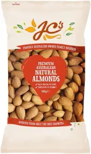 J.C.'S QUALITY FOODS Premium Natural Australian Almonds, 500 G