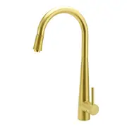 WELS Brushed Gold Round Kitchen Sink Tap Basin Mixer Faucet Flexible Pull Out Spout
