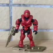 HALO MEGA CONSTRUX BLOKS RED SPARTAN STINGER FIGURE With gold gun and platform