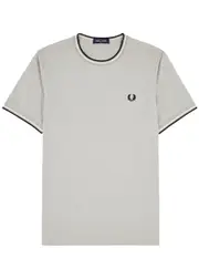 Fred Perry Logo-embroidered Cotton T-shirt - Light Grey XXL