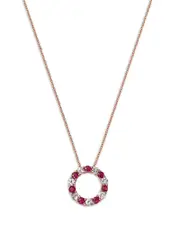 Bloomingdale's Fine Collection Ruby & White Sapphire Circle Pendant Necklace in 14K Rose Gold, 18