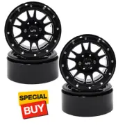 Yeah Racing WL-0119BK 2.2 Alum CNC 12 Spoke Beadlock Wheel (4) w/Wheel Hub Black