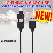 LIGHTNING & MICRO-USB CHARGE & SYNC CABLE (6') STRIKELINE PRO™ I3M6 6-FOOT NEW!