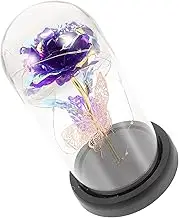 LIFKICH LED Light Rose Flower in Glass Dome Romantic Decor for Valentine Day Weddings Birthdays and Anniversaries Preserved Floral Arrangement with Elegant Design for Home Tabletop