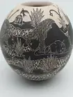 Mata Ortiz Unique One of a kind pot by Monico Loya 4.5" tall and 4.75" wide.