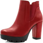 [Allegra K] Women's Chunky High Heel Platform Ankle Boot