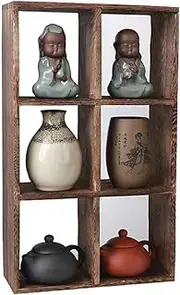 Bogu Shelf Solid Wood Chinese Style Ornaments Office Small Display Rack Home Tea Set Rack Nine Squares Multi-Treasure Grid,39x22x9.5cm-B