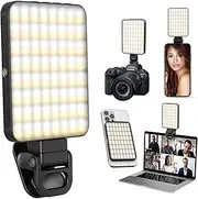 Magnetic Selfie Light,Phone Light Clip On with 128 LEDs & 3 Colors for Laptop,Tablet,Makeup,Video,Vlog,Live Streaming,Photo,Zoom Meetings,Youtube ect(Black)