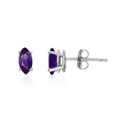 14k White Gold Amethyst Marquise Earrings