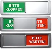 Free/Occupied Sliding Sign Please Knock/Please Wait 17.8 x 5 cm - Beautiful Frame & Arial Writing - Magnetic Back & 2 Adhesive Pads from the Renowned Brand 3M for Non-Metallic Surfaces