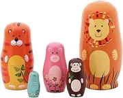 Set of 5 Cutie Cartoon Animal Nesting Dolls Matryoshka Madness Russian Doll Popular Handmade Kids Gifts Toy