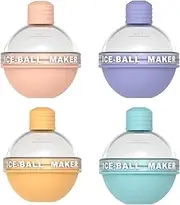 4 Pack Ice Ball Maker, Whiskey Ice, Silicone Ice Cube Tray, 2.5 Inches Sphere Ice for Whiskey and Cocktails