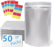 6"x9" 50PCs Resealable Mylar Foil Bags Zip Lock Food Storage Bag
