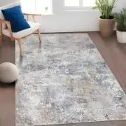 Area Rug Living Room Rugs: 3x5 Indoor Soft Fluffy Rug Abstract 3'x5' Blue/Brown
