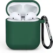 iXTRA AirPods Case Soft Silicone Protective Case Cover with Keychain Compatible with Apple AirPods 1st 2nd Generation AirPods Charging Case Cover for Men Women Support Wireless Charging, Olive Green