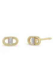 Zoë Chicco Diamond Oval Link Stud Earrings in Yellow Gold at Nordstrom One Size
