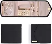 MEZOKUCEL Ravel Jewelry Organizer Foldable Jewelry Roll for Journey-Rings, Necklaces, Bracelets, Earrings, Multifunctional Storage Bag Portable Traveler's Jewelry Box Jewelry (Black, Small)